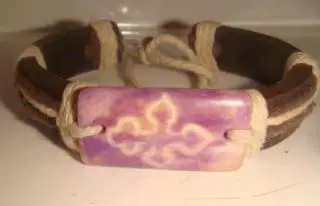 Браслет кожа с аметистом этника винтаж 70 гг