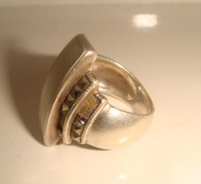 Кольцо серебро с перламутром и марказитами винтаж 1