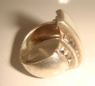 Кольцо серебро с перламутром и марказитами винтаж 3