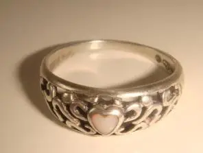 Кольцо серебро Любовь перламутр 1950х годов.