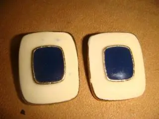 Клипсы квадрат эмаль бронза винтаж 60х.