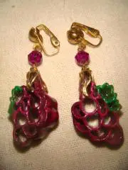 Серьги малинка пластик эмаль винтаж 60х.