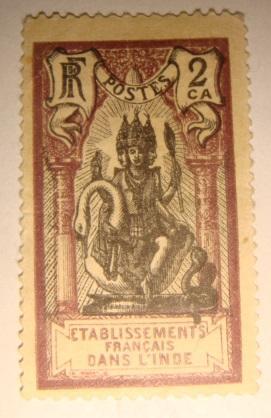 Марка французская колония индийская богиня 1930 год
