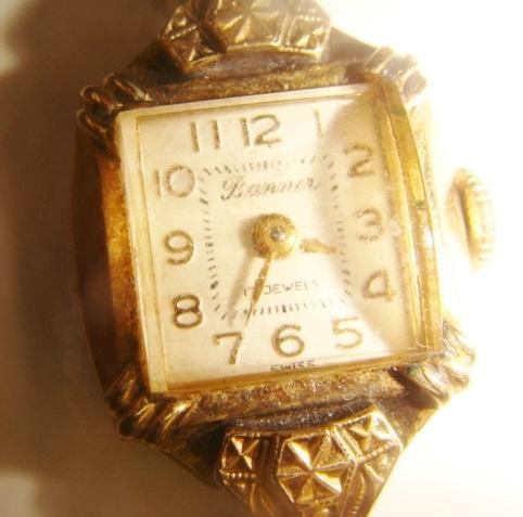 Часы швейцарские серебро позолота Banner 1939 год. 2