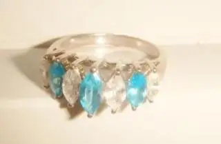 Кольцо с аквамарином и фианитами серебро винтаж