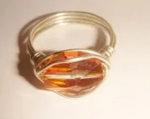 Кольцо проволочка серебро желтый халцедон Италия винтаж