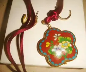 Комплект цветочный эмаль клуазоне винтаж