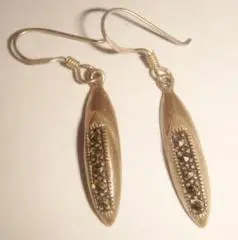 Серьги капли с марказитами серебро винтаж