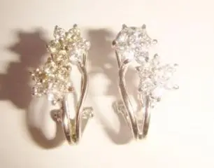 Серьги цветы с фианитами серебро винтаж