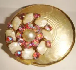 Зажим для платка перламутр стразы винтаж