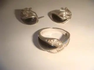 Комплект серебро с муссанитами и ониксом винтаж 80х годов