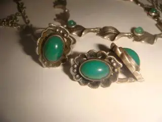 Набор серебро хризопраз винтаж 80х годов