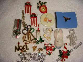 Набор новогодних брошек винтаж 50-70 гг 18 шт