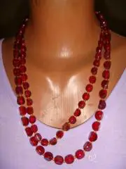 Набор бусы и клипсы красные винтаж Германия West Germany 1960х