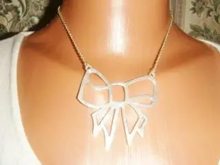 Колье кулон бантик мельхиор винтаж 80х