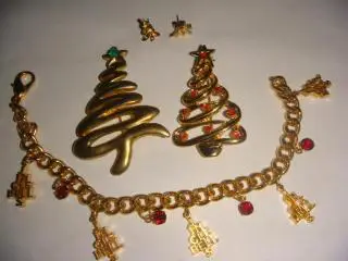Набор бижутерии новогодняя елка винтаж 70 х годов