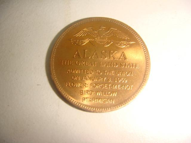 Монета бронза редкая Аляска 49 штат США