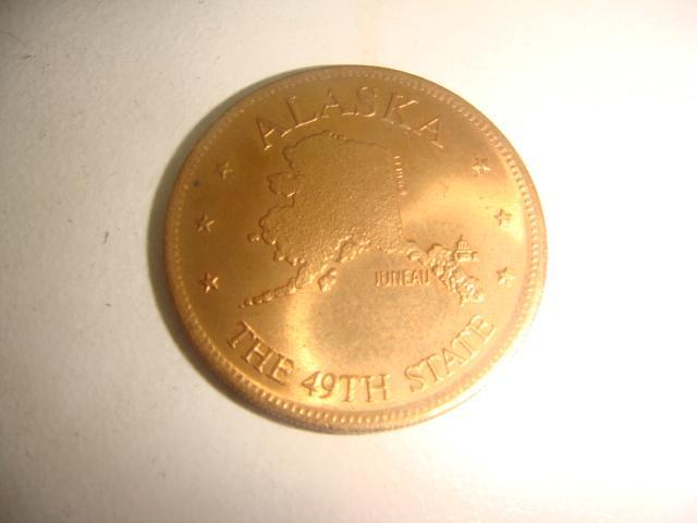 Монета бронза редкая Аляска 49 штат США 1