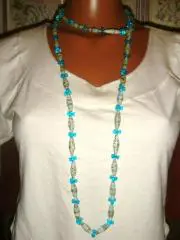 Бусы стеклярус с голубым винтаж 60х годов