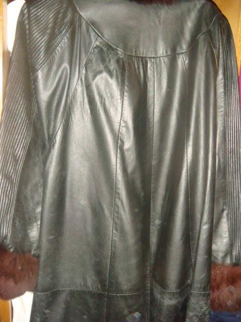 Пальто кожаное с ламой винтаж 90х Америка размер 48-50 2