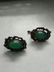 Серьги серебро с хризопразом СССР винтаж 80х