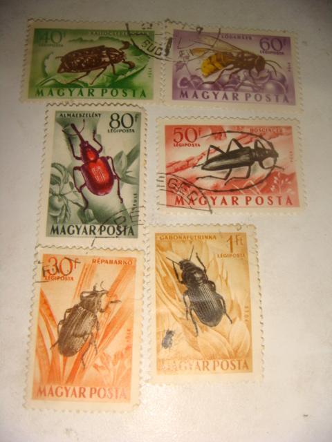 Набор марок насекомые 50х годов Венгрия 6 шт