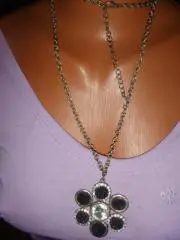 Кулон цветок со стразами винтаж Америка