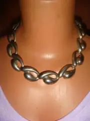 Колье мельхиор арт деко гусиные лапки винтаж 80х Америка