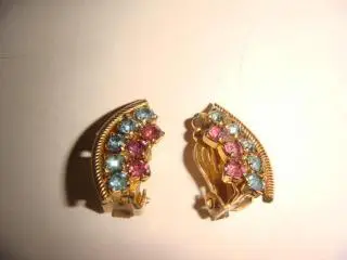 Клипсы бронза со стразами арт деко винтаж 90х Америка