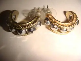 Серьги кольца бронза со стразами арт деко винтаж 90х Америка