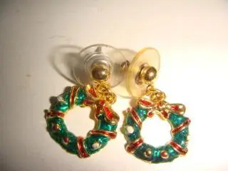 Серьги рождественский венок винтаж 70х годов Америка