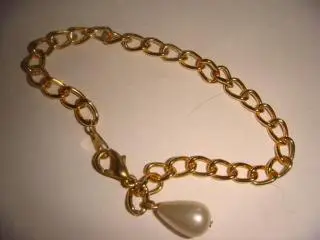 Браслет цепочка бронза с жемчужиной винтаж Америка