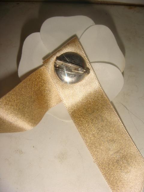 Брошь Chanel с золотой лентой камелия Шанель 6,5 см 2