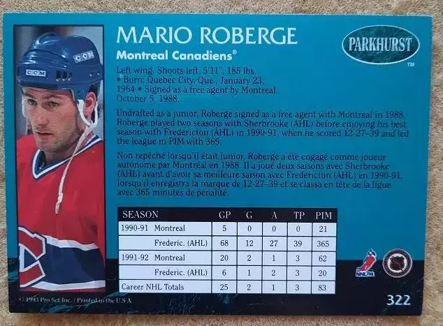 НХЛ Марио Роберге Монреаль Канадиенс № 322 1