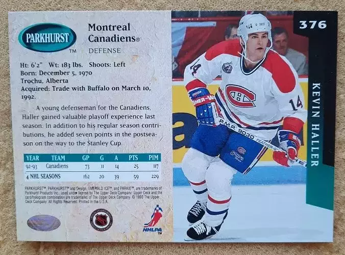 НХЛ Кевин Халлер Монреаль Канадиенс № 376 1