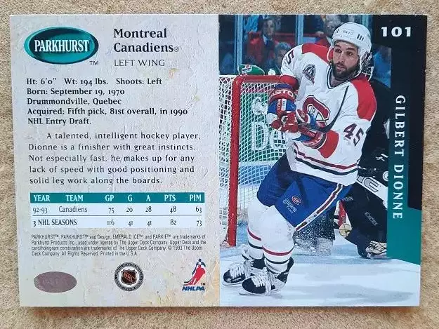 НХЛ Жильбер Дионн Монреаль Канадиенс № 101 1