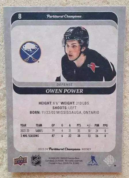 НХЛ Оуэн Пауэр Баффало Сейбрз № 8 1