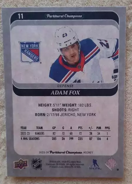 НХЛ Адам Фокс Нью-Йорк Рейнджерс № 11 1