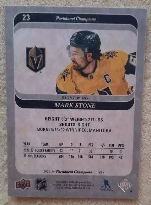 НХЛ Марк Стоун Вегас Голден Найтс № 23 1