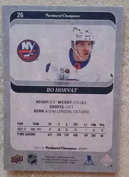 НХЛ Бо Хорват Нью-Йорк Айлендерс № 26 1