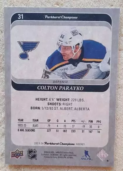 НХЛ Колтон Парайко Сент-Луис Блюз № 31 1