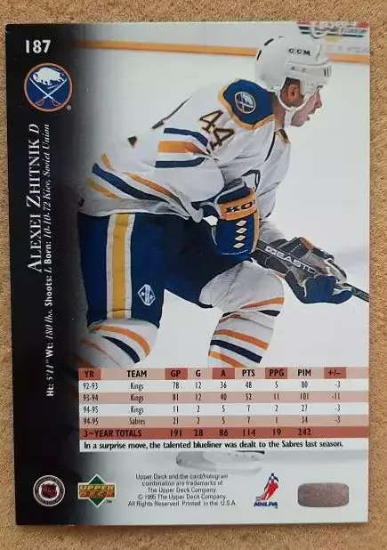 НХЛ Алексей Житник Баффало Сейбрз Сокол Киев ЦСКА Динамо Москва Ак Барс № 187 1