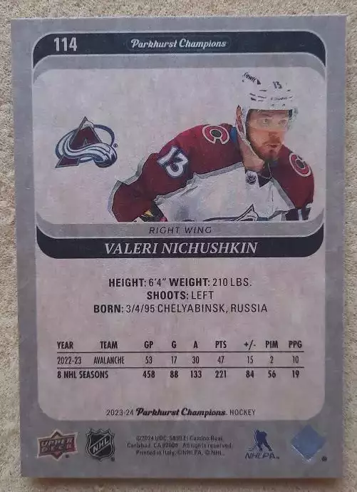 НХЛ Валерий Ничушкин Колорадо Эвеланш Челябинск ЦСКА Москва № 114 1