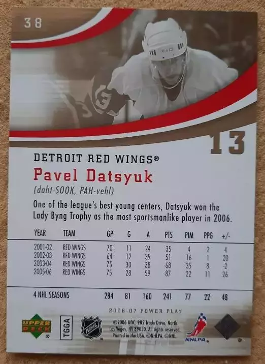 НХЛ Павел Дацюк Детройт Ред Уингз Екатеринбург Казань Динамо ЦСКА СКА № 38 1