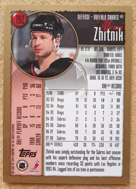 НХЛ Алексей Житник Баффало Сейбрз Сокол Киев ЦСКА Динамо Москва Ак Барс № 192 1