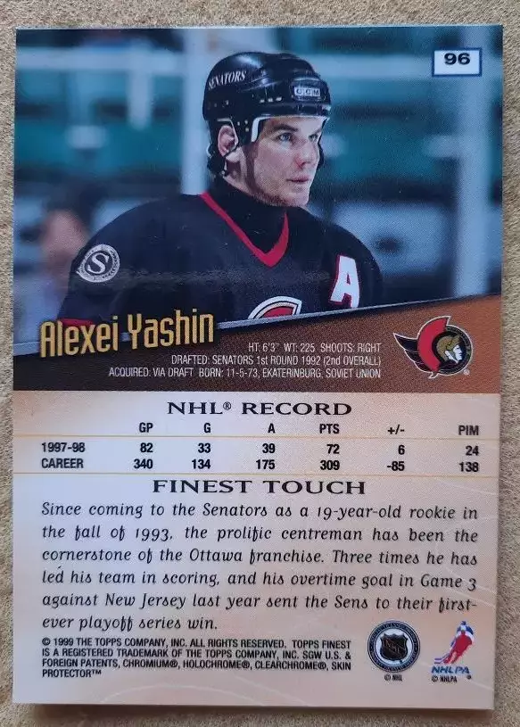 НХЛ Алексей Яшин Оттава Сенаторз Свердловск Динамо Москва ЦСКА Ярославль № 5 1