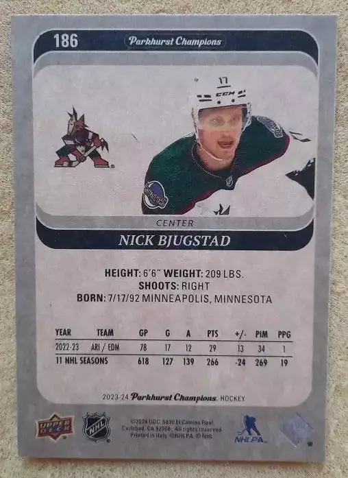НХЛ Ник Бьюгстад Аризона Койотис № 186 1
