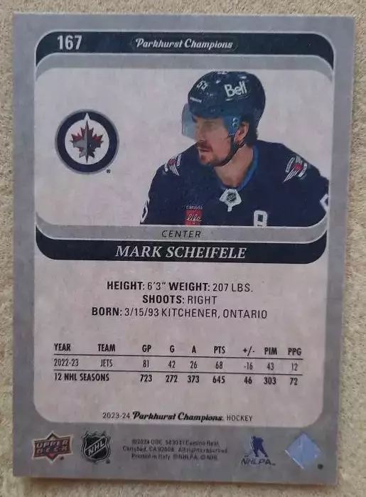 НХЛ Марк Шейфеле Виннипег Джетс № 167 1