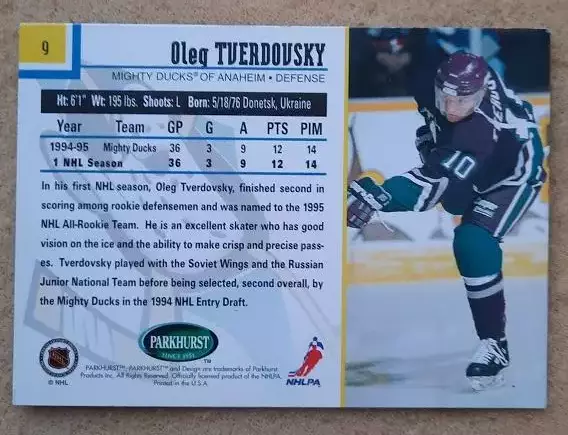 НХЛ Олег Твердовский Анахайм Майти Дакс Крылья Советов Москва Омск Уфа № 9 1