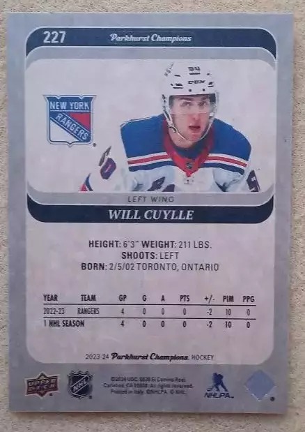 НХЛ Уилл Кайлле Нью-Йорк Рейнджерс № 227 1